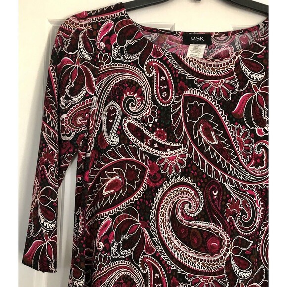 MSK Women's Swing Dress Size Medium Paisley Long Sleeve Crew Neck Pullover - Picture 8 of 9
